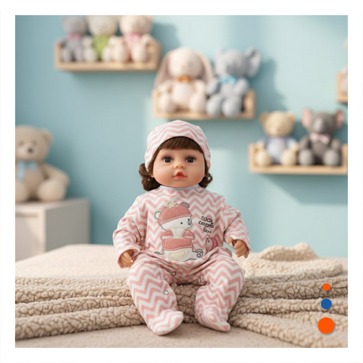 PACK2 PEQUEÑA COMPAÑERA 45CM CON ENTERIZO ZIGZAG Y GORRO ROSADO RECREO SANO - 3