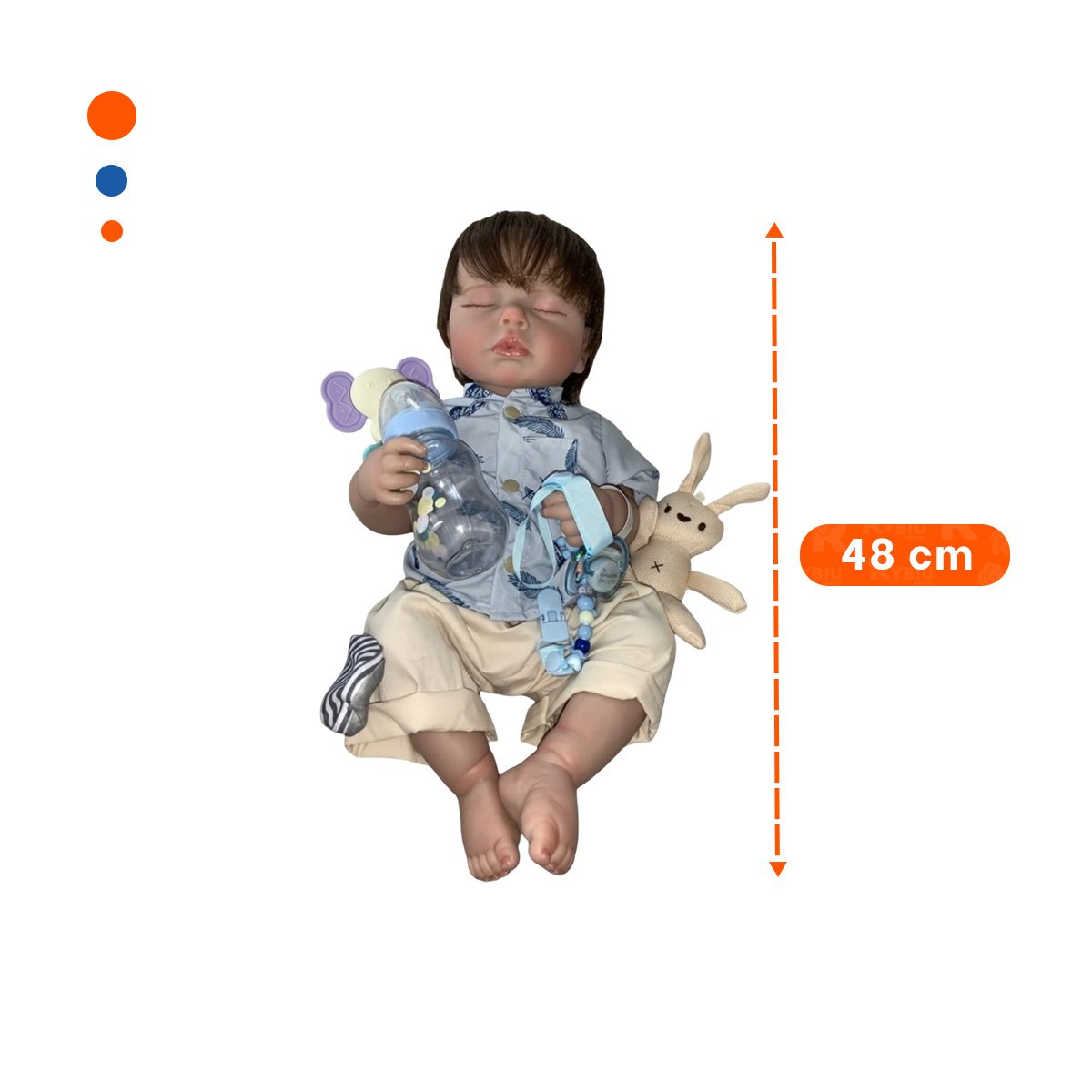 PACK2 PEQUEÑO COMPAÑERO 48CM CON CAMISA HOJAS CELESTE Y BEIGE PARA PADRES Y+PAPEL REGALO - 4