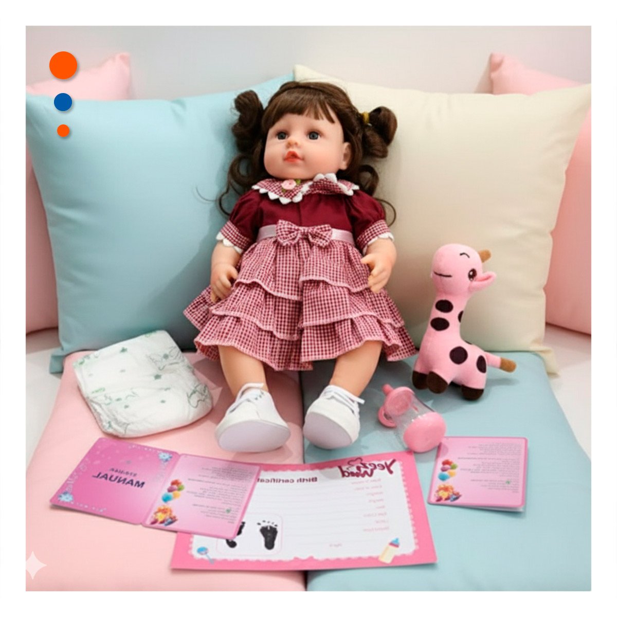 PEQUEÑA COMPAÑERA CON VESTIDO VOLADOS GUINDA CON MUCHA ARMONIA Y+POST IT - 3