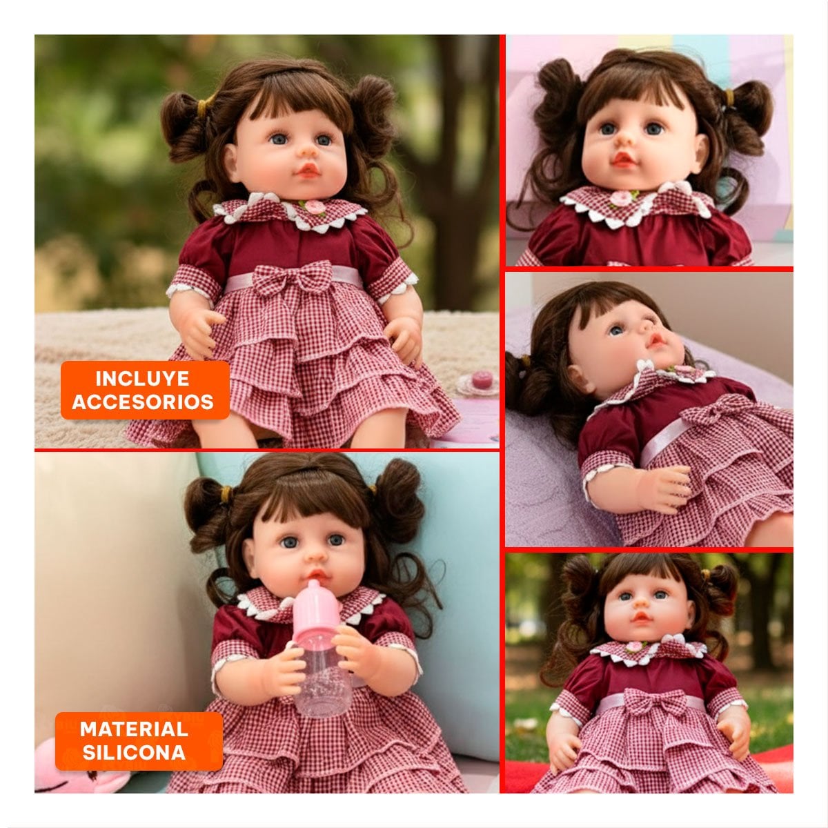 PEQUEÑA COMPAÑERA CON VESTIDO VOLADOS GUINDA CON MUCHA ARMONIA Y+POST IT - 5