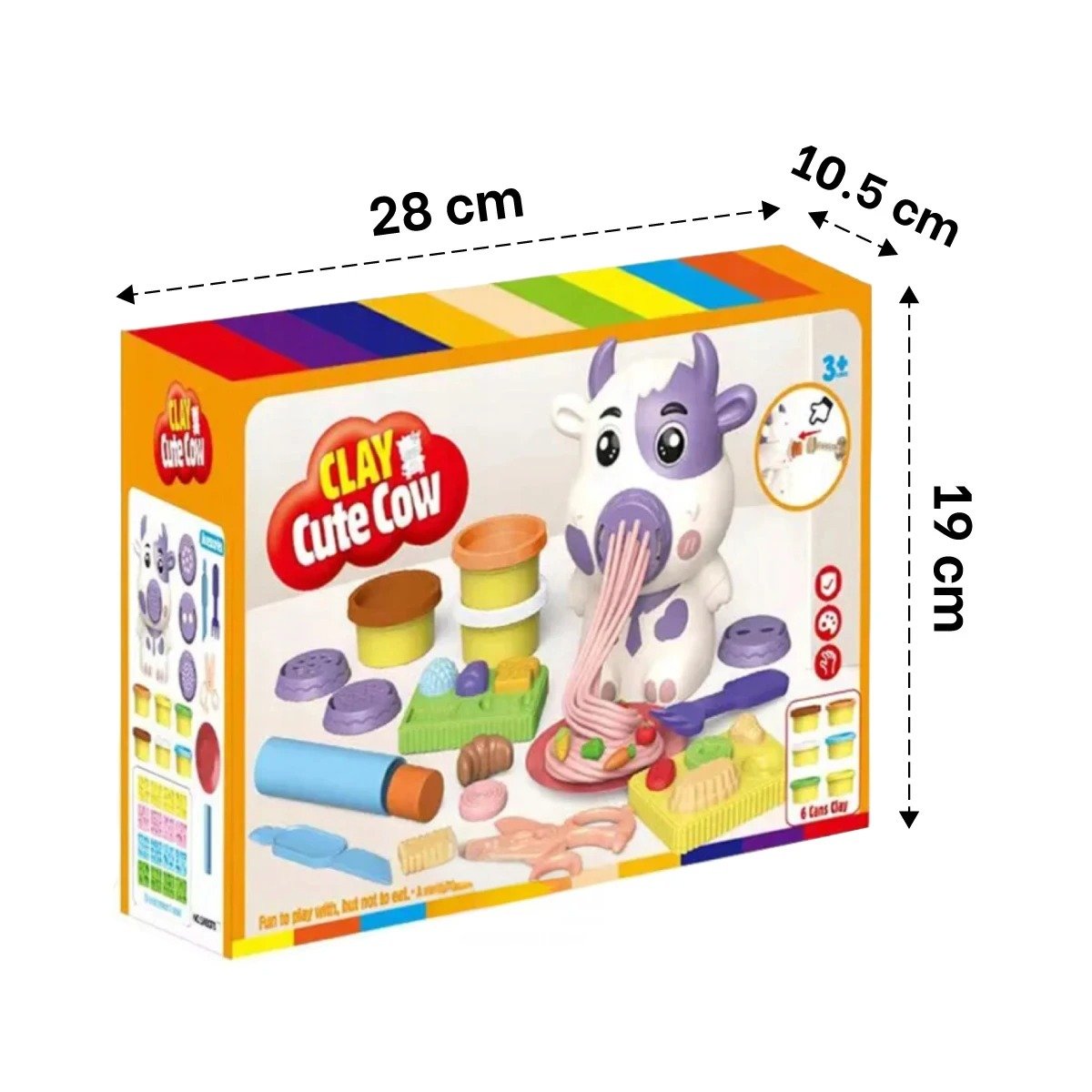 PACK4 MATERIAL DE JUEGO DE PLASTILINA CON ACCESORIOS VACA PARA NINOS Y+REGALO STICKER - 4