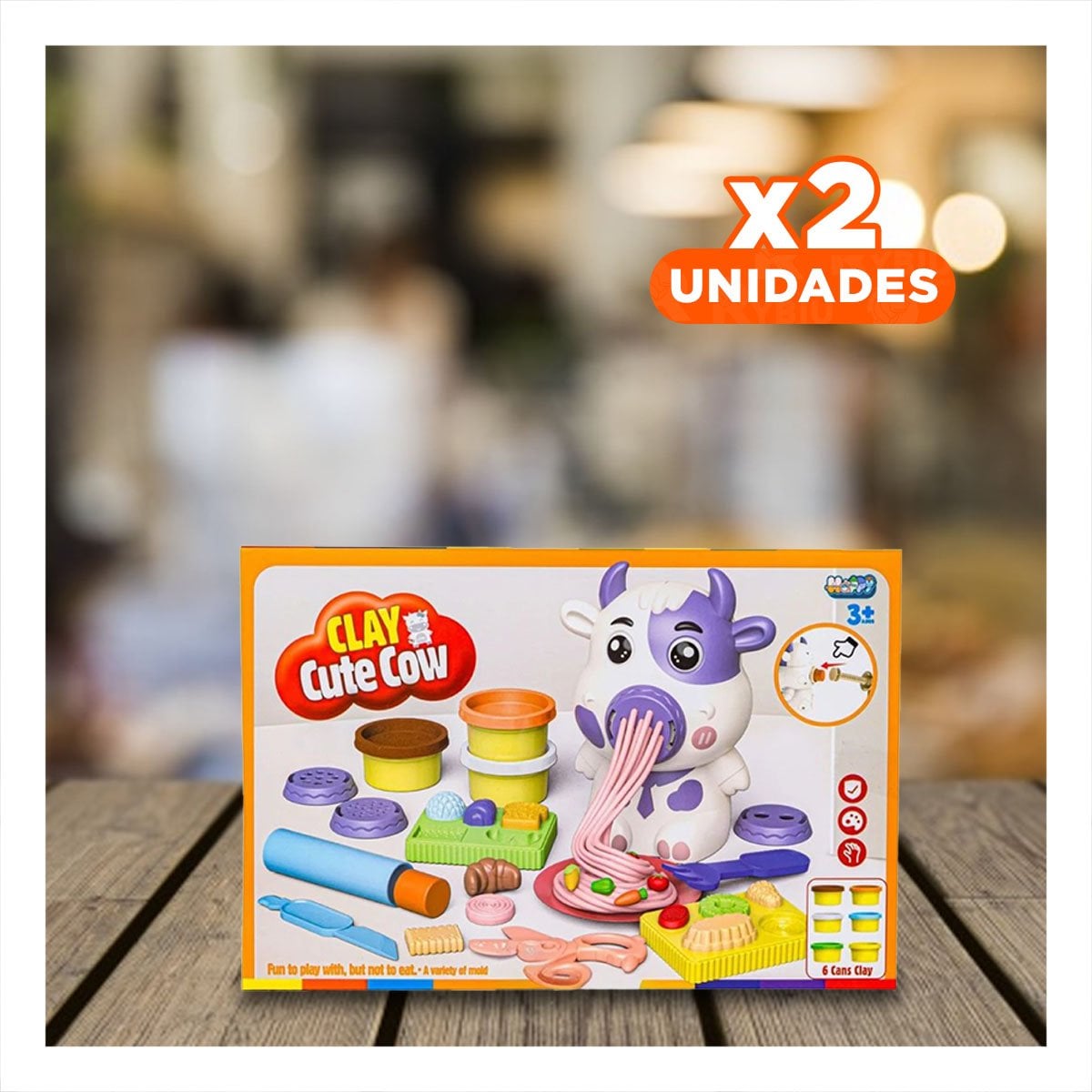 PACK2 KIT DE PLASTILINA CON ACCESORIOS VACA PARA NINOS CREATIVOS EN HOGAR Y+PAPEL REGALO - 1