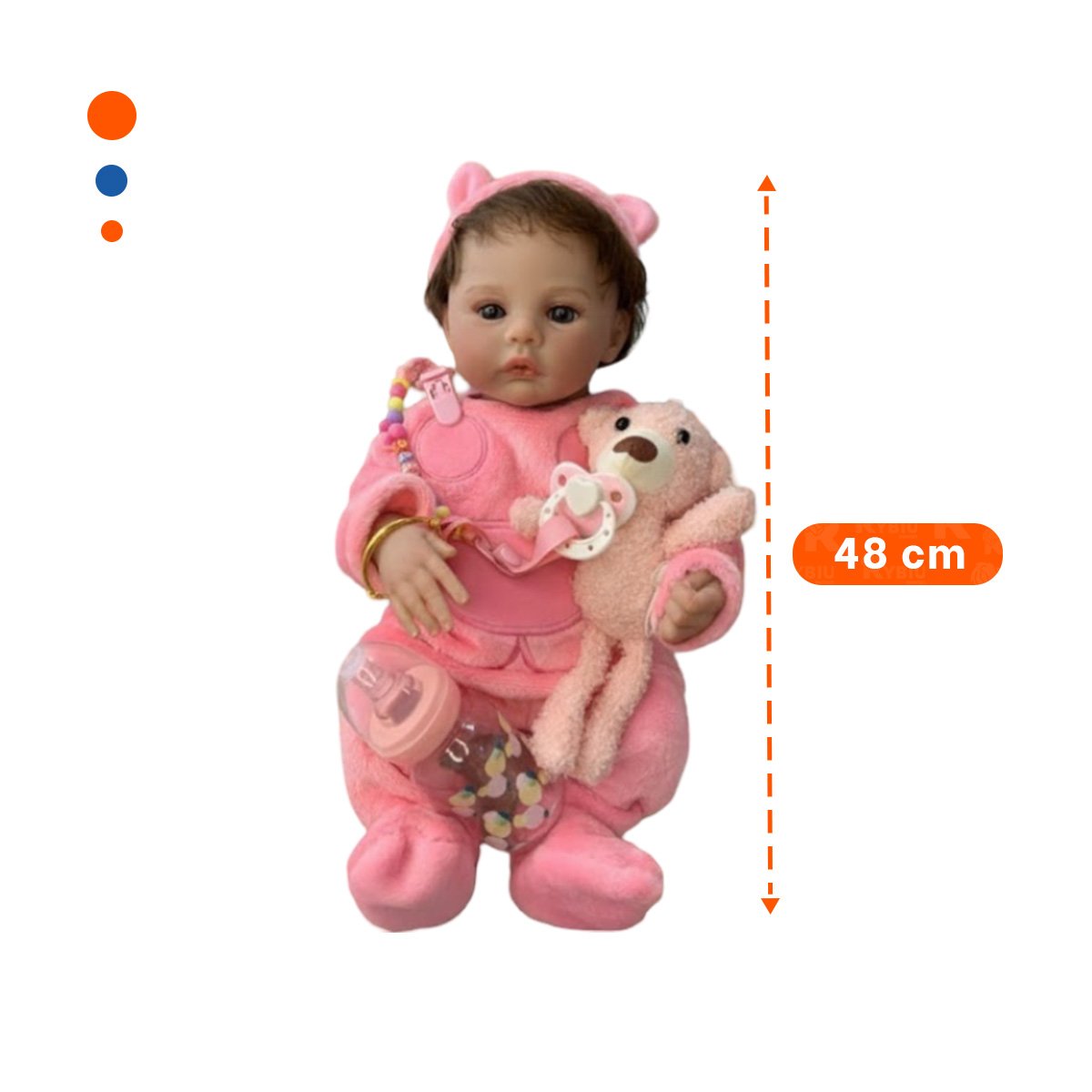 PEQUEÑA COMPAÑERA 48CM CON PIJAMA ENTERIZO Y GORRO ROSADO MUCHA ARMONIA Y+POST IT - 4