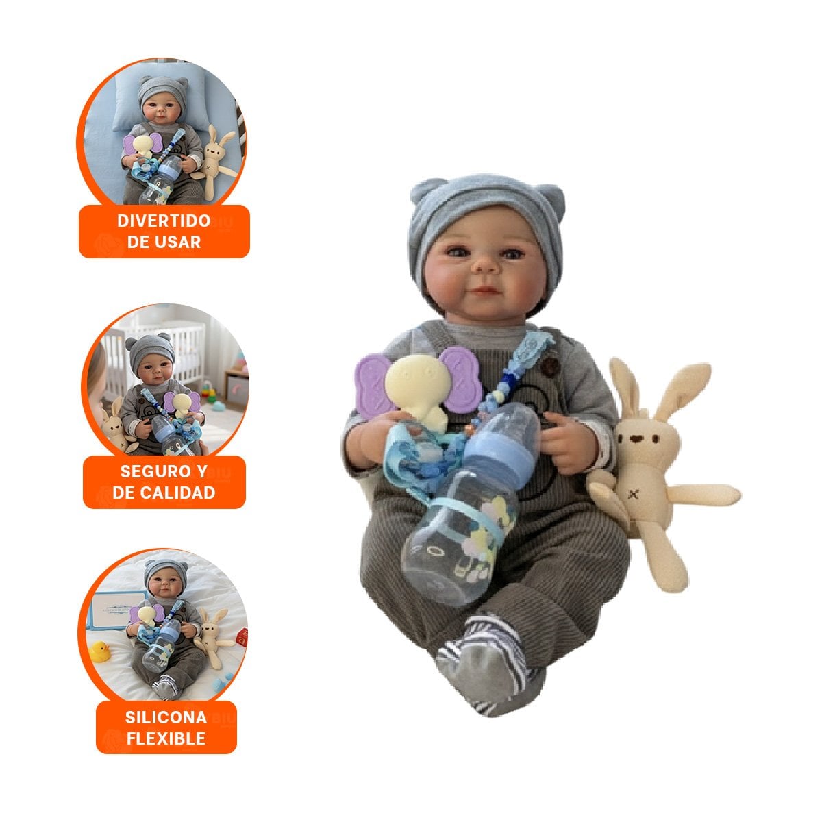 MUÑECO REALISTA 48CM CON ENTERIZO Y POLO BLANCO PARA SU COLECCION REAL - 3