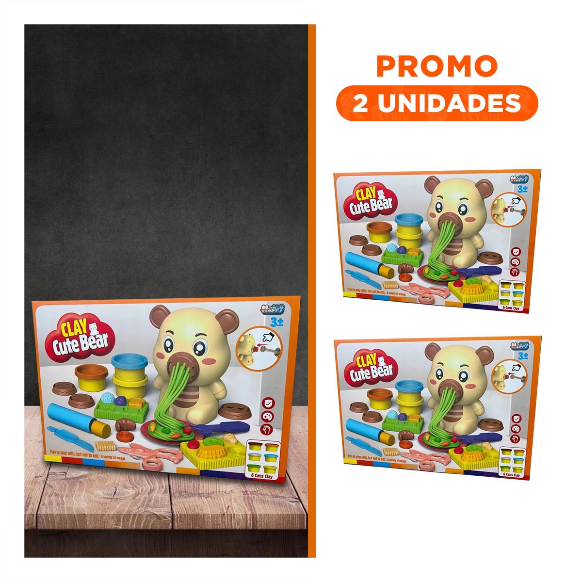 PACK2 MATERIAL CREATIVO DE PLASTILINA CON ACCESORIOS OSO PARA NINOS Y+REGALO STICKER - 1