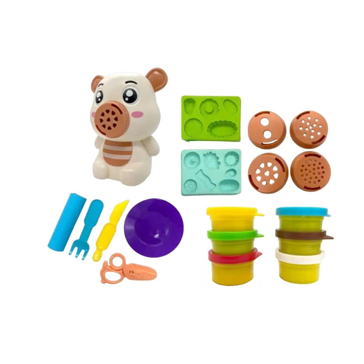 PACK2 MATERIAL CREATIVO DE PLASTILINA CON ACCESORIOS OSO PARA NINOS Y+REGALO STICKER - 2