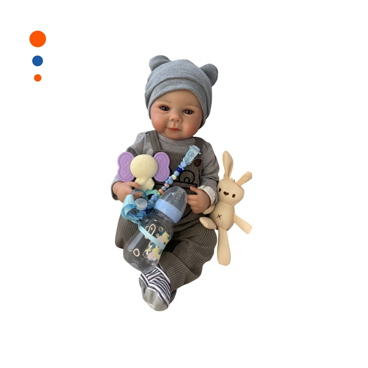 MUÑECO REALISTA 48CM CON ENTERIZO Y POLO BLANCO DE CALIDAD EN SU CASA Y+PAPEL REGALO - 1