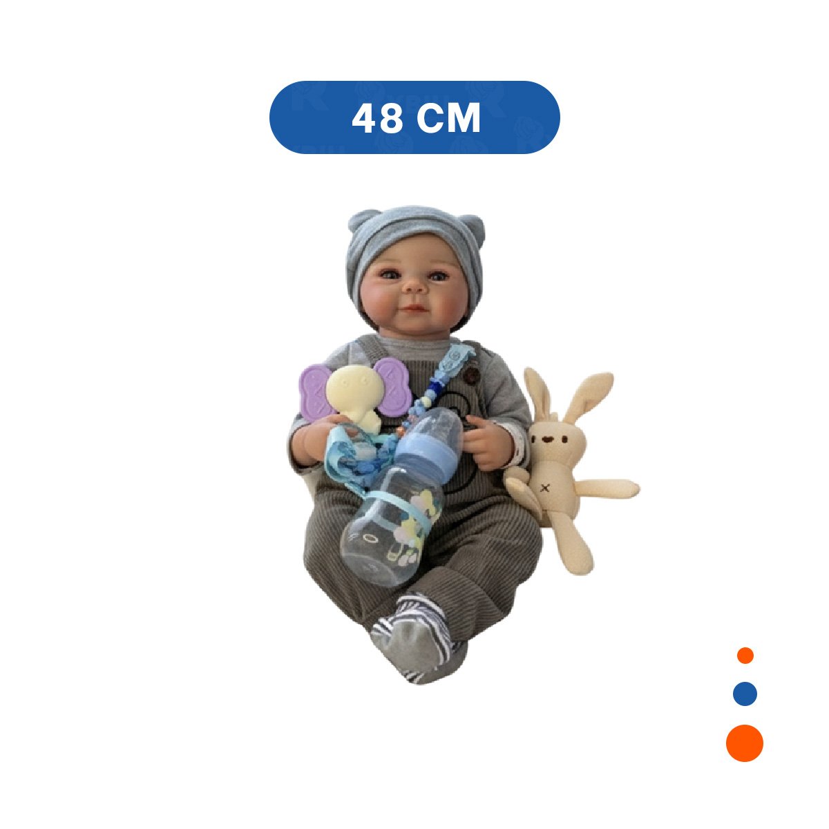 MUÑECO REALISTA 48CM CON ENTERIZO Y POLO BLANCO DE CALIDAD EN SU CASA Y+PAPEL REGALO - 4