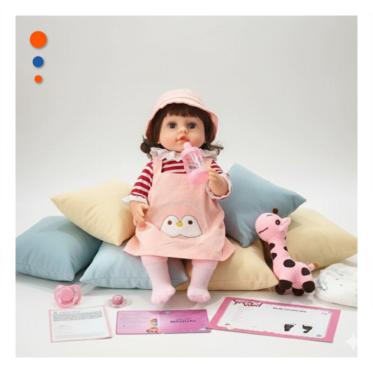 PACK2 ATUENDO PARA MUNECA OVEROL ROSADO CON SOMBRERO Y POLO RAYAS - 2