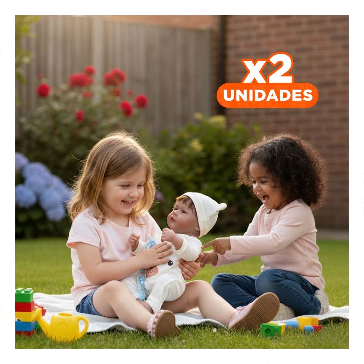 PACK2 RECIEN NACIDO SINTETICO 48CM CON ENTERIZO CONEJITO BEIGE EN SU CASA REAL Y+REGALO STICKER - 1