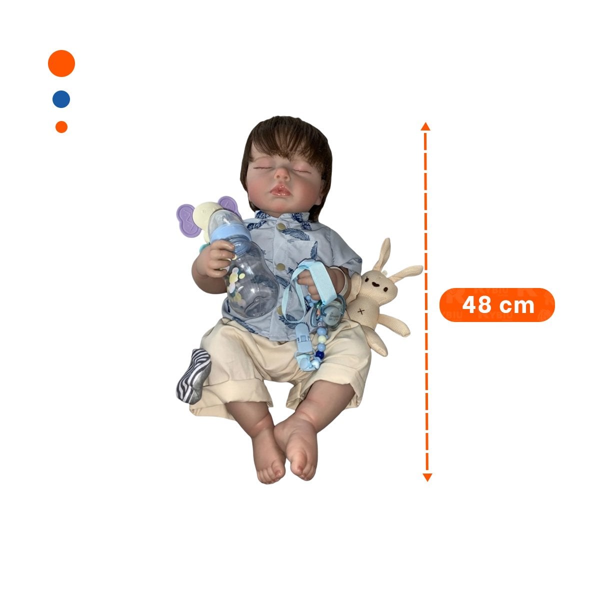 PEQUEÑO COMPAÑERO 48CM CON CAMISA HOJAS CELESTE Y BEIGE MUCHA ARMONIA Y+POST IT - 4