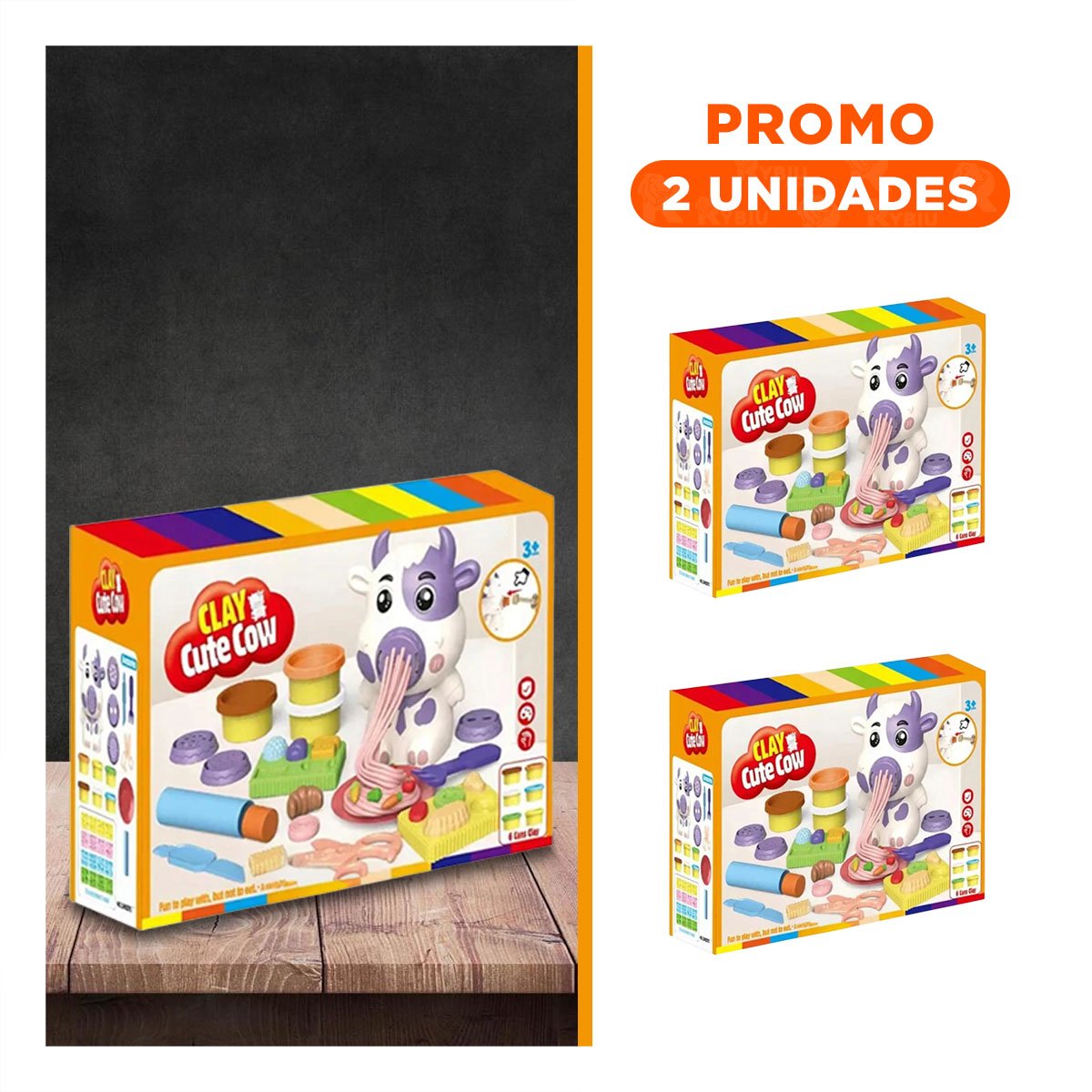 PACK2 LINEA DE PLASTILINA CON ACCESORIOS VACA PARA JUEGO CREATIVO HOGAR Y+REGALO STICKER - 1