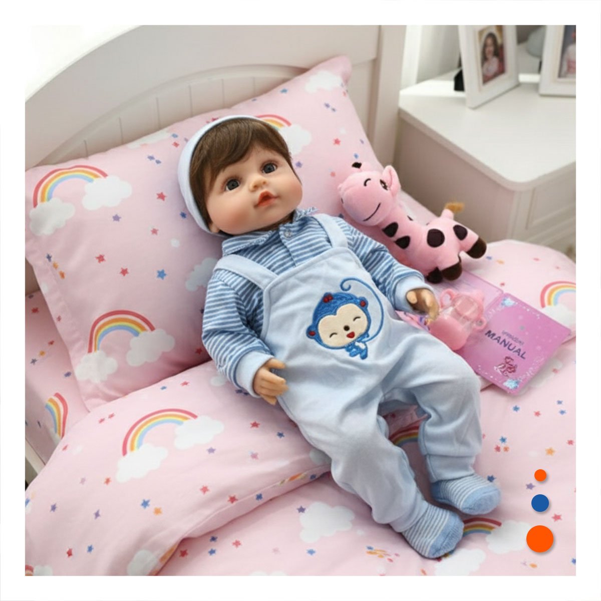 PACK2 OVERALL INFANTIL CELESTE CON POLO RAYAS DE USO COTIDIANO Y+PAPEL REGALO - 2