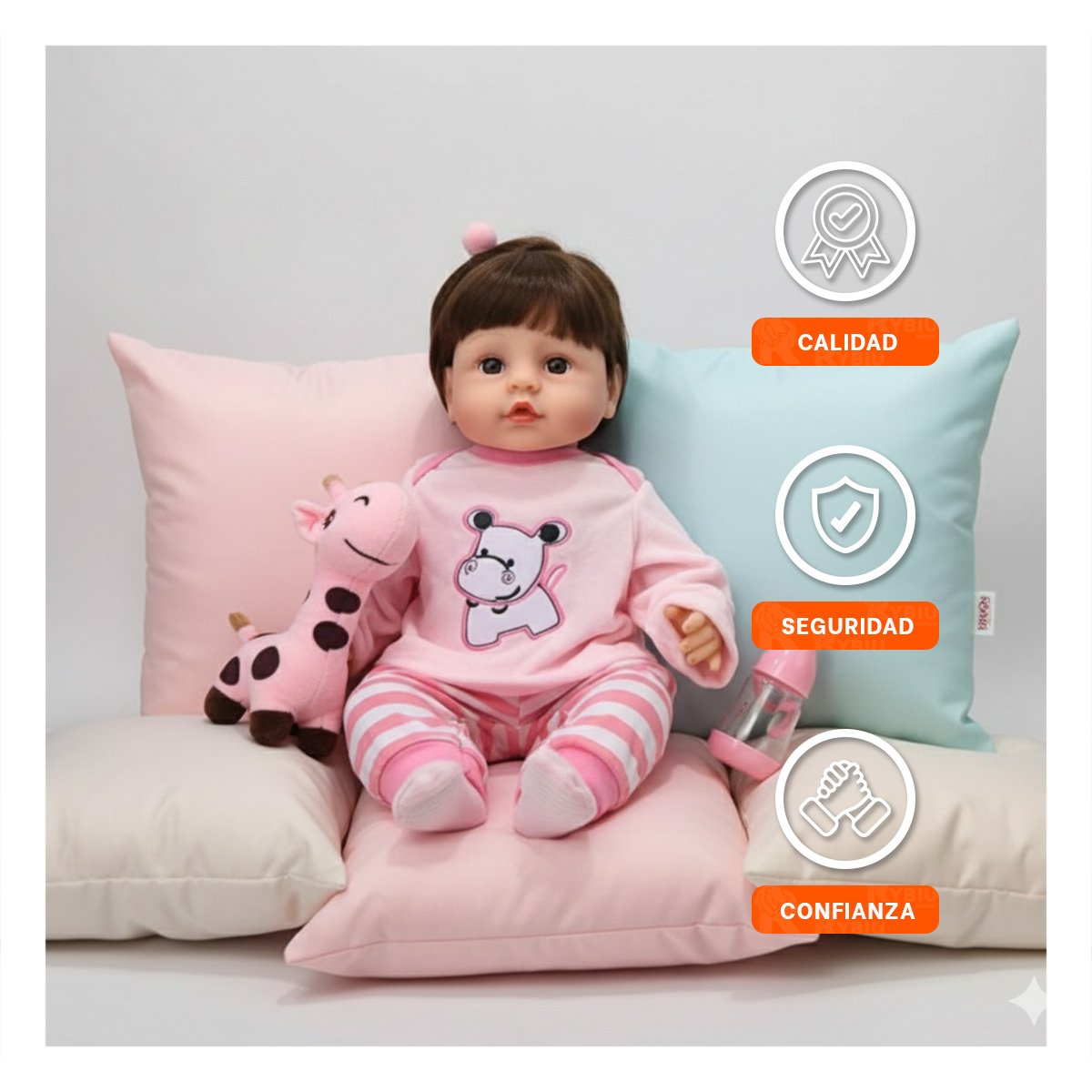 ABRIGO COMODO ROSADO BEBE HIPO CON PANTALON A RAYAS Y+PAPEL REGALO - 3