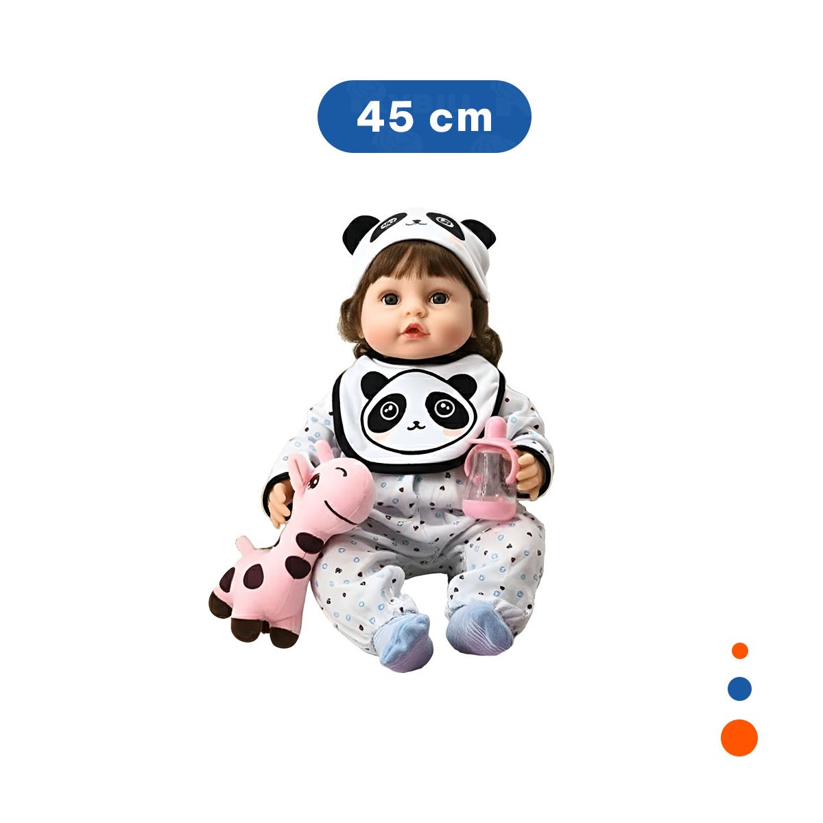 PACK2 SET BEBE BLANCO PARA BEBE CON GORRO PANDA Y BABERO INCLUIDO 45CM - 4