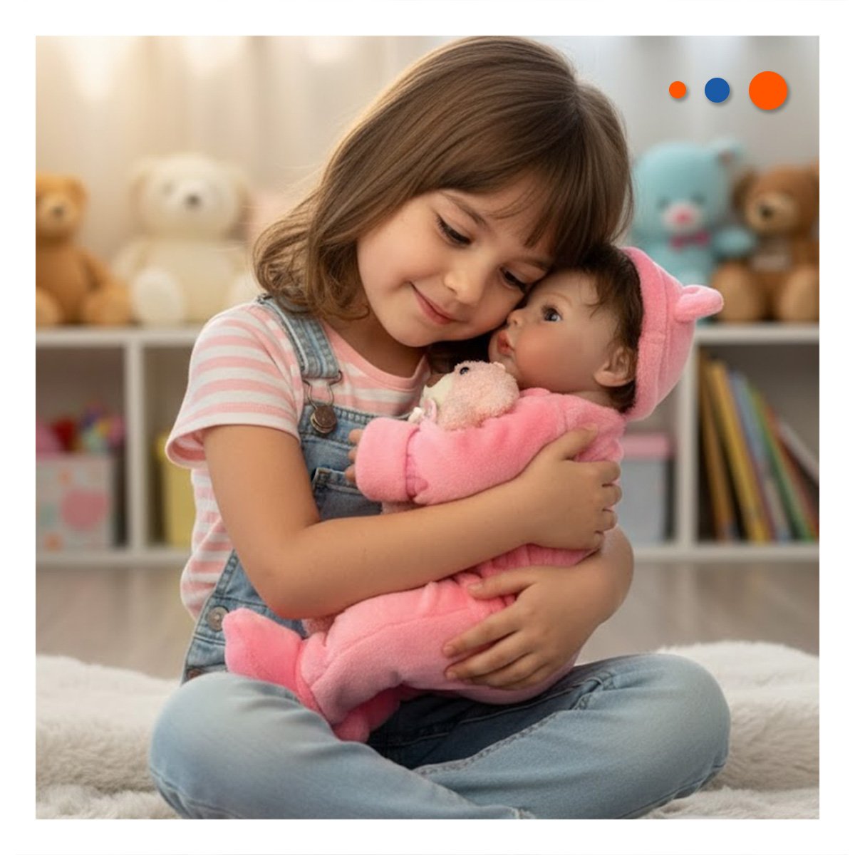 MUÑECA REALISTA 48CM CON PIJAMA ENTERIZO Y GORRO ROSADO PARA SU COLECCION - 2