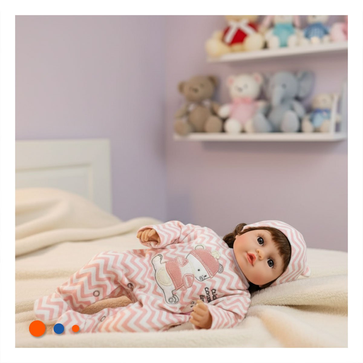 MUÑECA REALISTA 45CM CON ENTERIZO ZIGZAG Y GORRO ROSADO CALIDAD EN CASA Y+PAPEL REGALO - 2