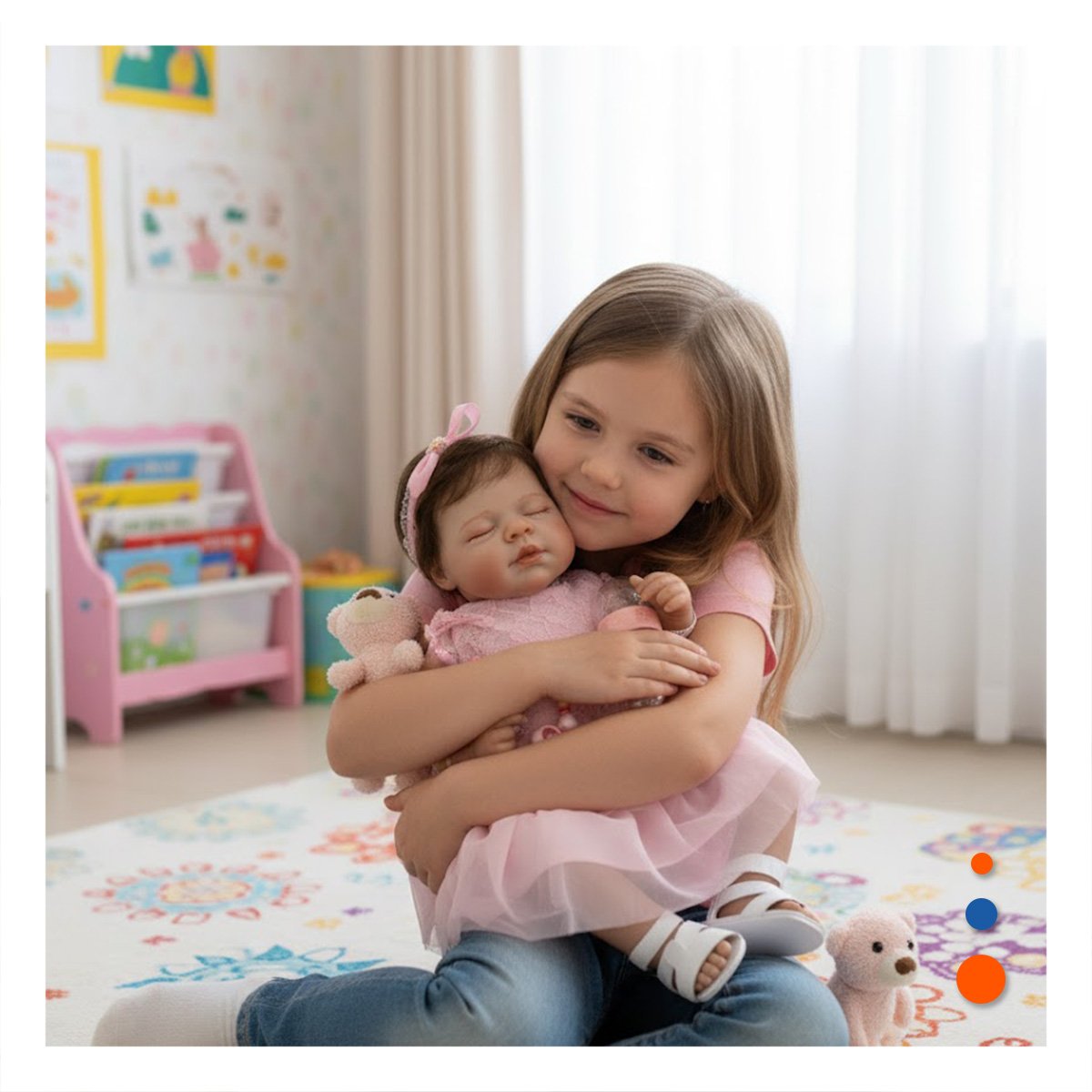 PACK2 PEQUEÑA COMPAÑERA 48CM CON VESTIDO TULL Y VINCHA ROSADO PARA LOS PADRES Y+PAPEL REGALO - 2