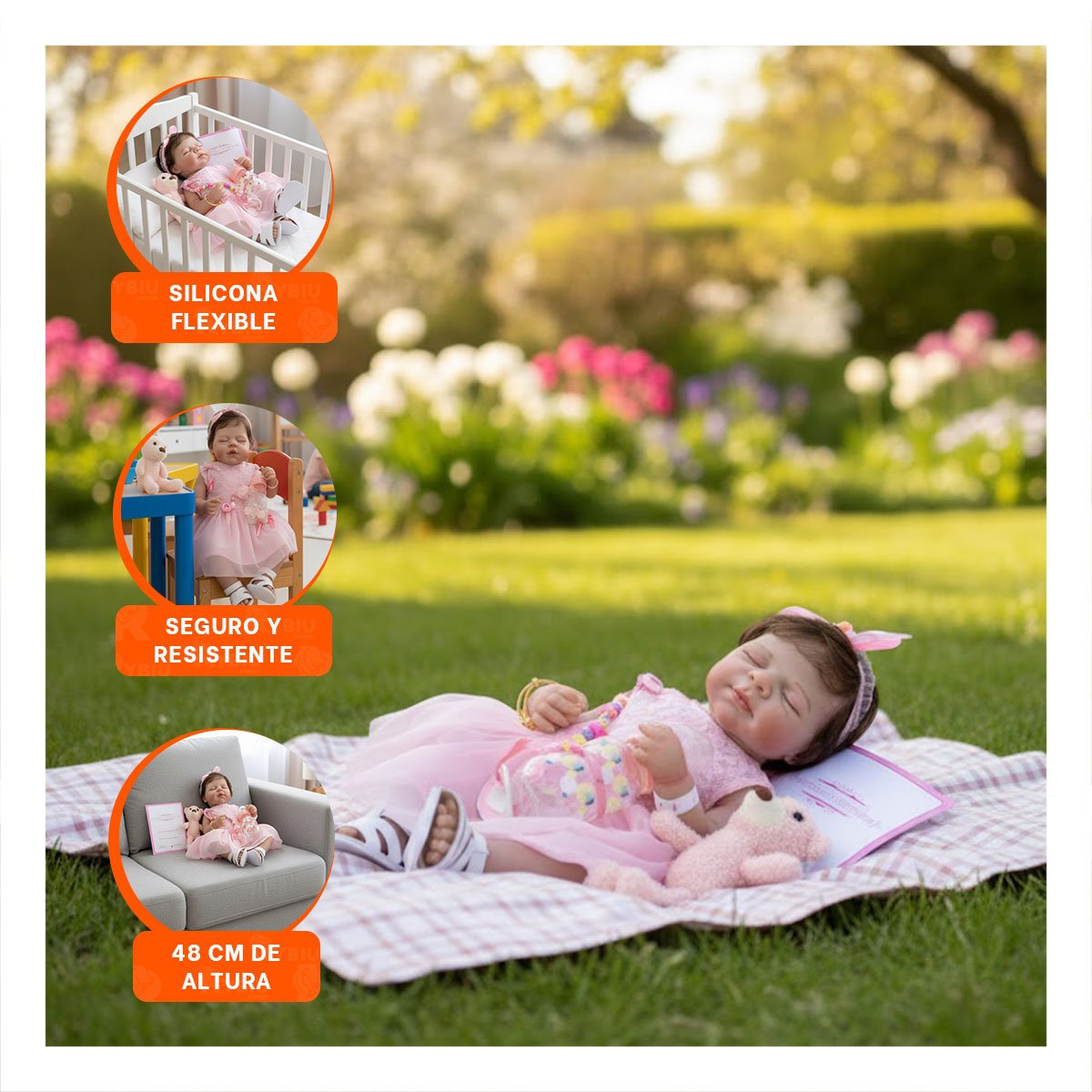 PACK2 PEQUEÑA COMPAÑERA 48CM CON VESTIDO TULL Y VINCHA ROSADO PARA LOS PADRES Y+PAPEL REGALO - 5