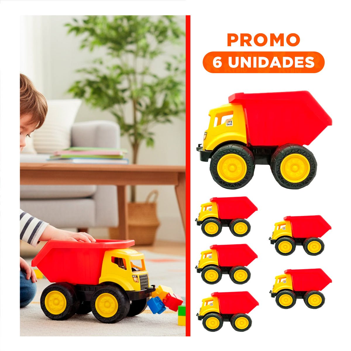 PACK6 JUGUETE VOLQUETE ROJO DE JUGUETE EN BOLSA PARA DECORACION HOGAR Y DIVERSION - 1