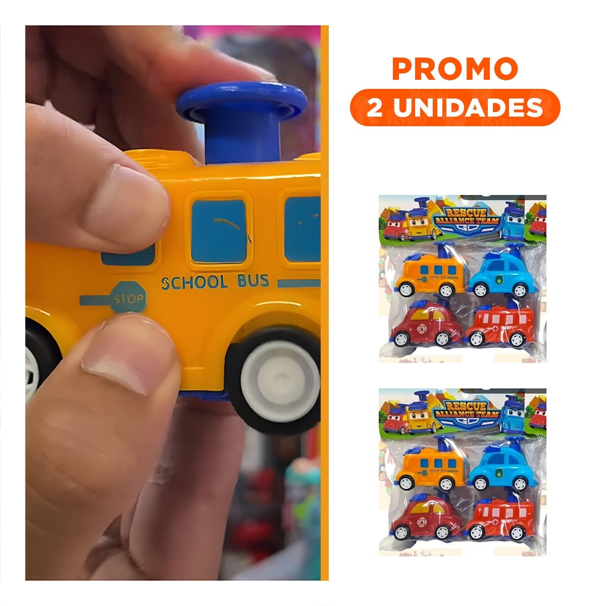PACK2 FLOTA DE RESCATE CARROS 4 PIEZAS MULTICOLOR PARA JUEGO INFANTIL INTERACTIVO - 1