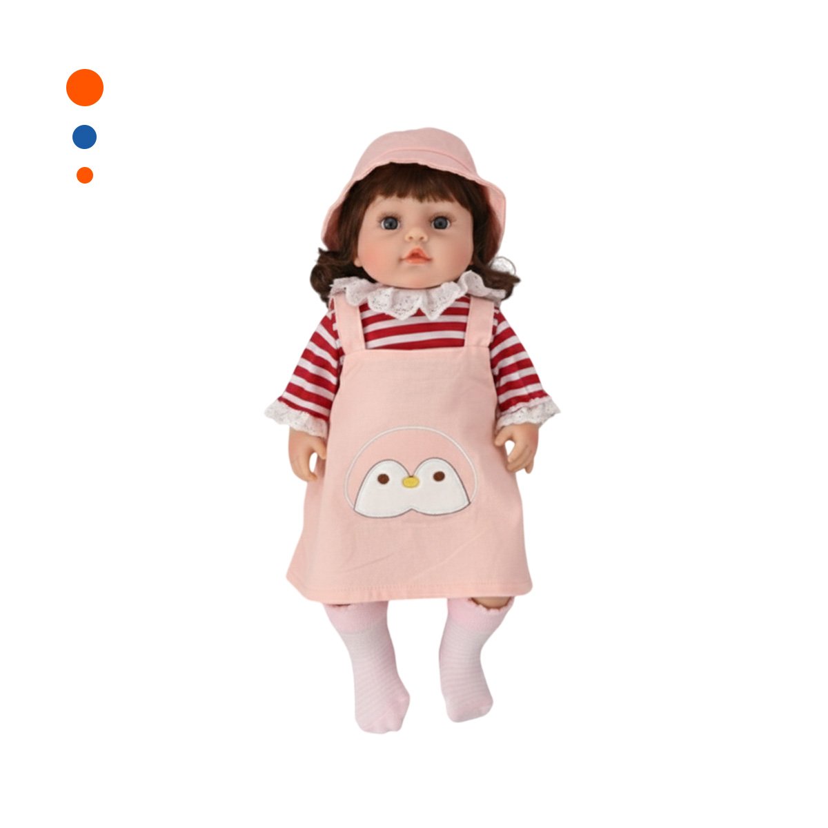 PACK2 ROPA ROSADA OVEROL CON SOMBRERO Y POLO RAYAS PARA MUNECA 45CM Y+REGALO STICKER - 2