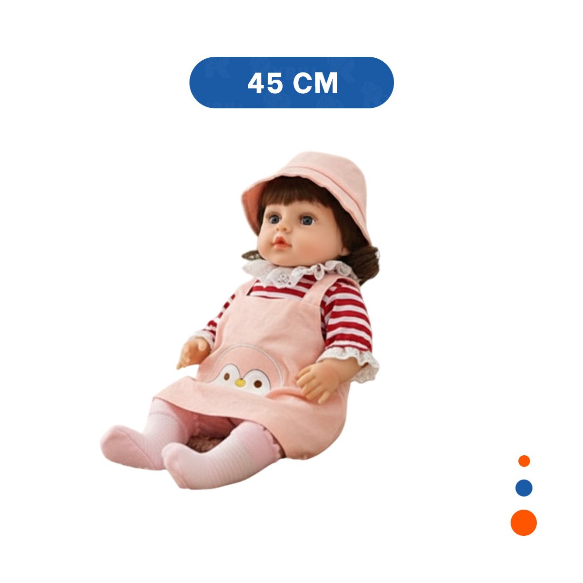 PACK2 ROPA ROSADA OVEROL CON SOMBRERO Y POLO RAYAS PARA MUNECA 45CM Y+REGALO STICKER - 4