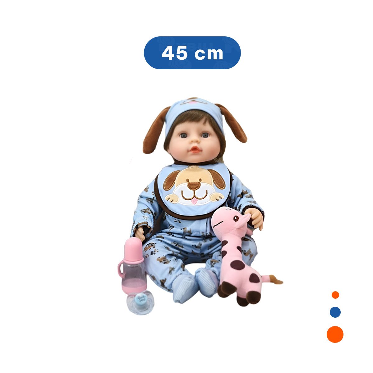 PACK2 PRENDA BEBE CELESTE CON BABERO GORRO PERRO Y ESTAMPADO CORAZONES Y+REGALO STICKER - 4