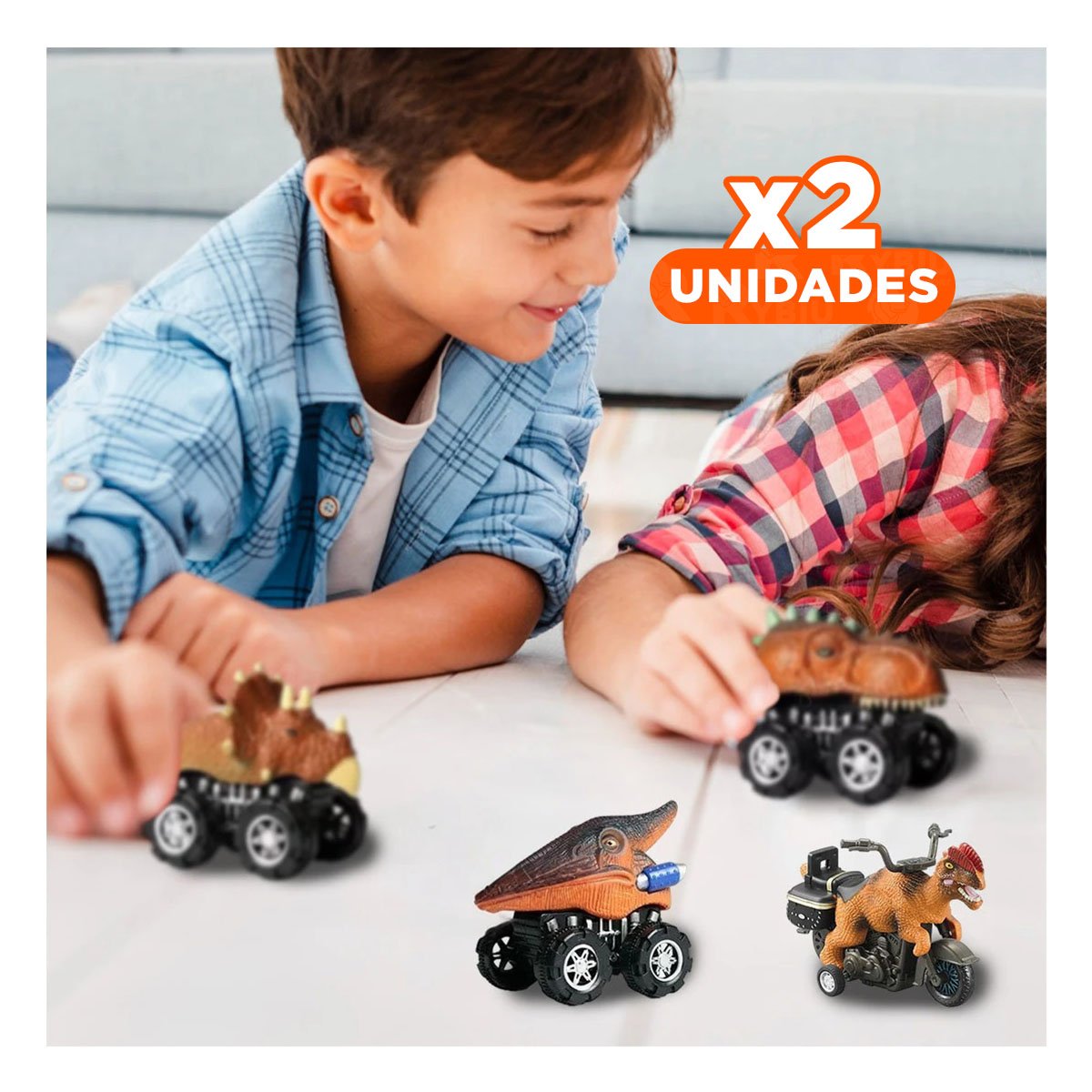 PACK2 JUEGO DINO SET 4 Y 2 PARA NIÑOS CARRO Y MOTO EN CASA Y+REGALO STICKER - 1