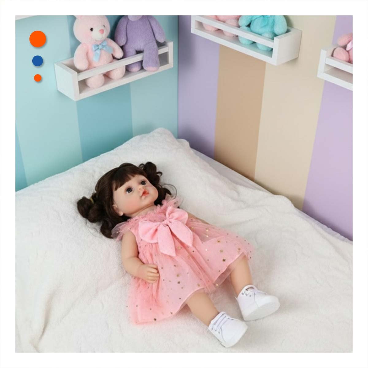 PRENDA ROSADA PARA NINA EN TULL SUAVE CON ESTRELLAS 45 CM - 1