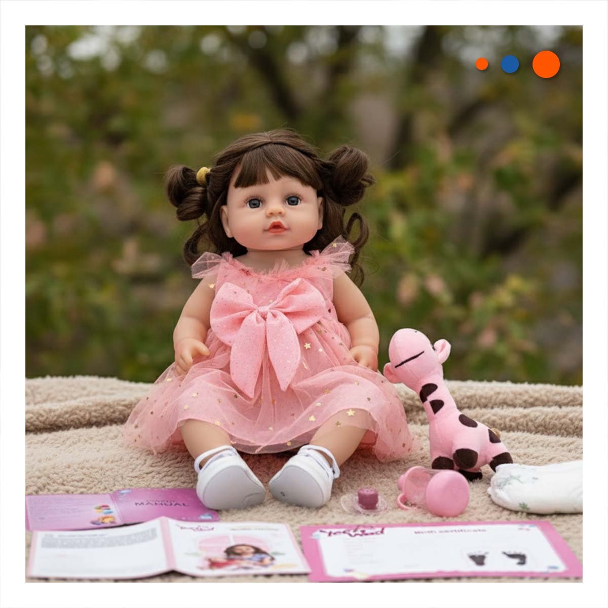 PRENDA ROSADA PARA NINA EN TULL SUAVE CON ESTRELLAS 45 CM - 2