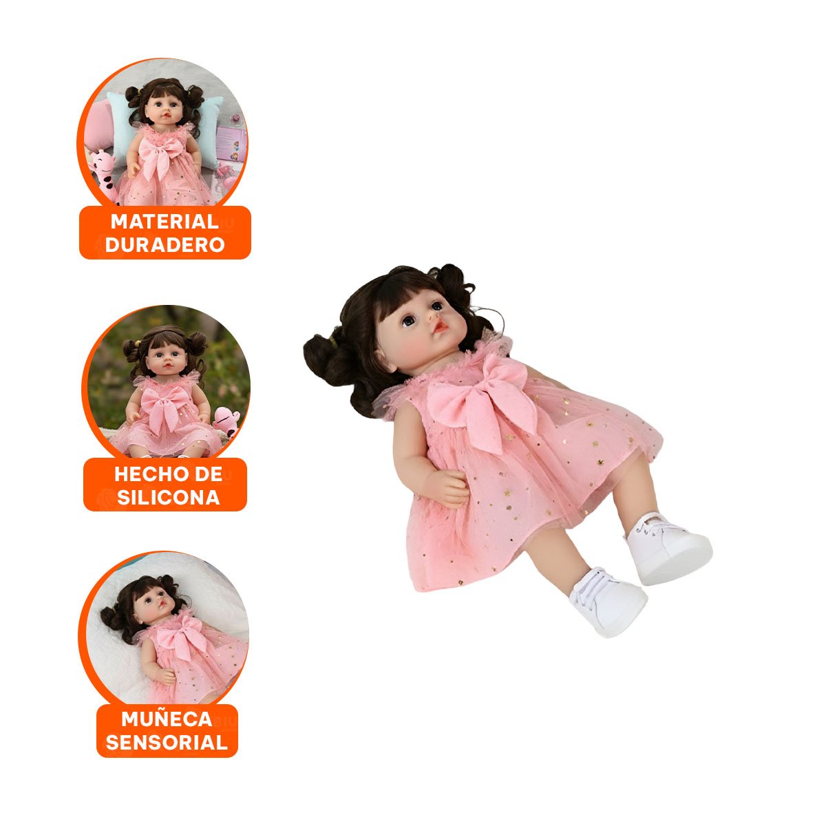 PRENDA ROSADA PARA NINA EN TULL SUAVE CON ESTRELLAS 45 CM - 3