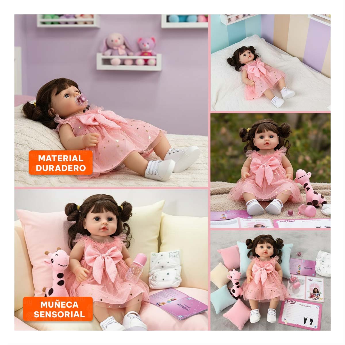 PRENDA ROSADA PARA NINA EN TULL SUAVE CON ESTRELLAS 45 CM - 5