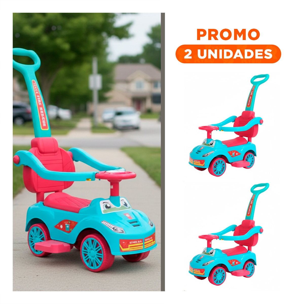 PACK2 VEHICULO DE ARRASTRE PARA USO INTERIOR Y EXTERIOR INFANTIL - 1