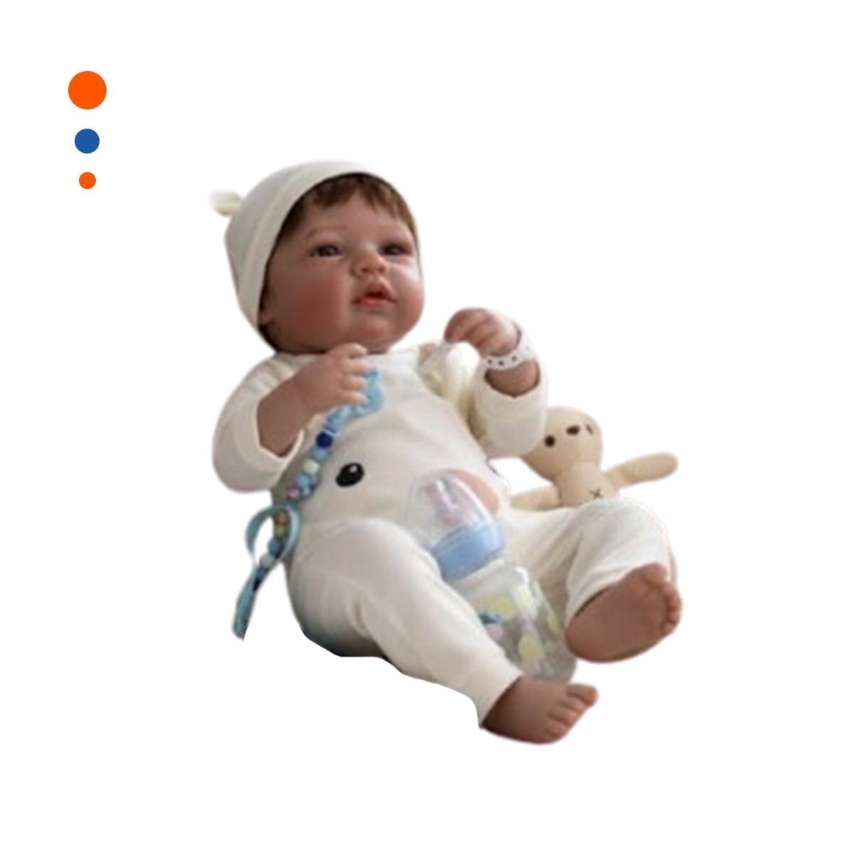 MUÑECO REALISTA 48CM CON ENTERIZO CONEJITO BEIGE DE CALIDAD EN SU CASA Y+PAPEL REGALO - 1