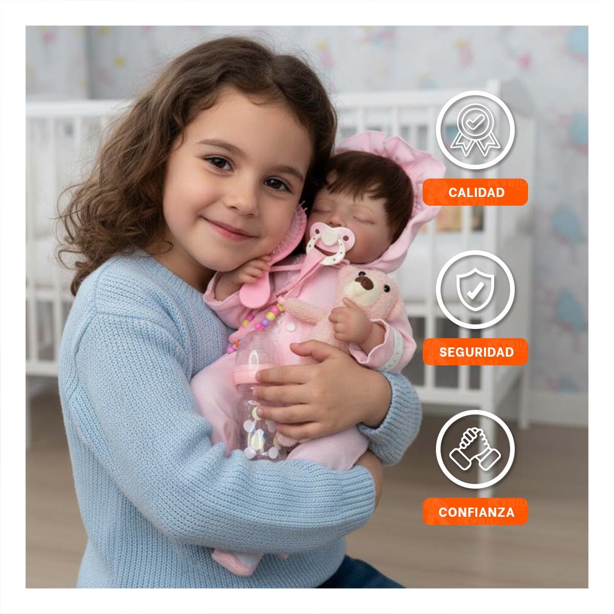 PEQUEÑA COMPAÑERA 48CM CON ENTERIZO Y GORRO ROSADO FELICIDAD PARA HIJOS Y+LIGAS REGALO - 2