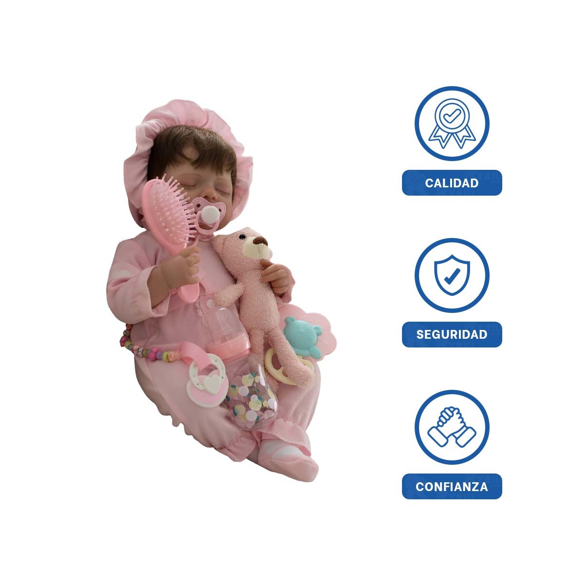 PEQUEÑA COMPAÑERA 48CM CON ENTERIZO Y GORRO ROSADO FELICIDAD PARA HIJOS Y+LIGAS REGALO - 3