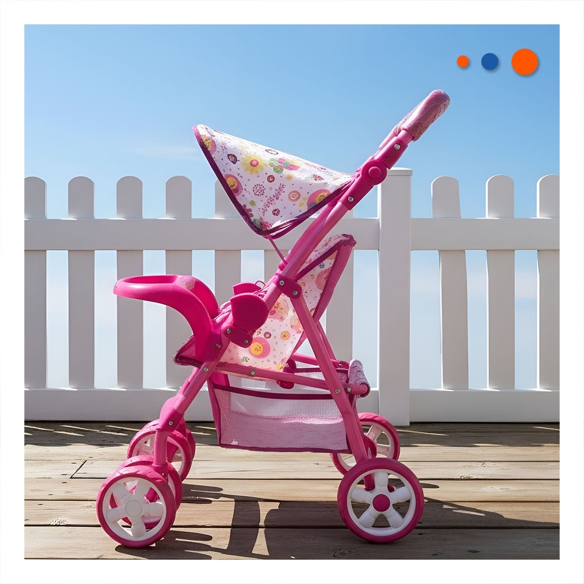 PACK2 TRANSPORTE INFANTIL CON APARIENCIA DE FLORES COLORES ROSADO 68CM Y+REGALO STICKER - 3