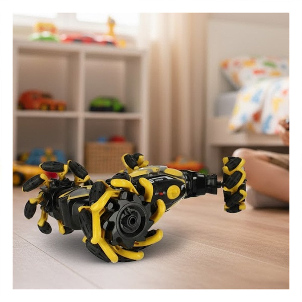 CARRO ACROBATICO PARA JUEGOS DE VELOCIDAD CON CONTROL REMOTO Y RELOJ EN AMARILLO Y+PAPEL REGALO - 5