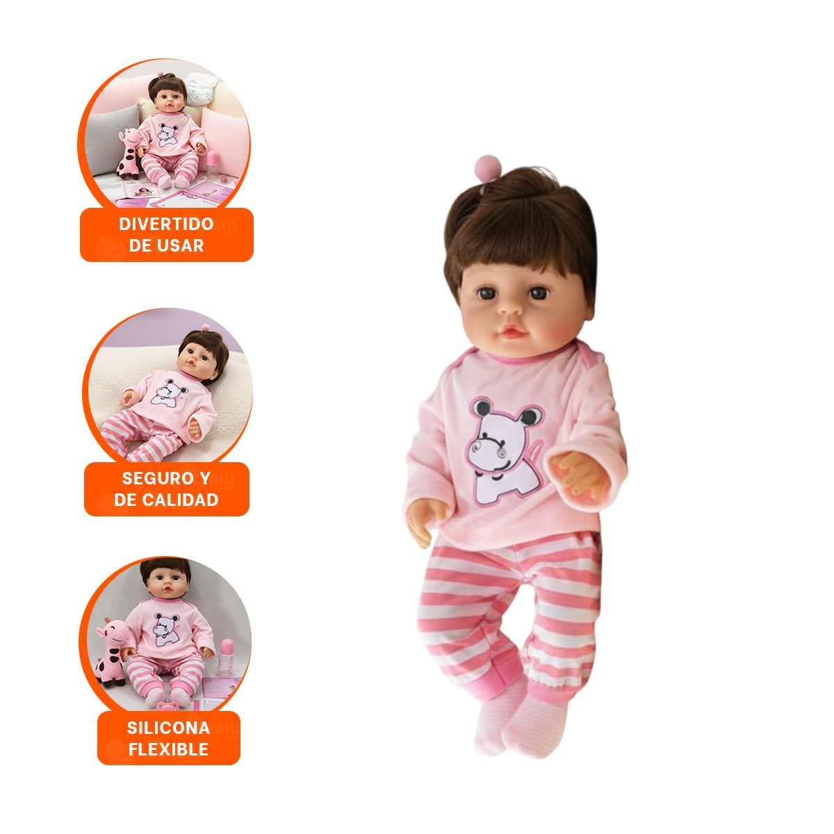 ABRIGO ROSADO PARA BEBE HIPO CON PANTALON A RAYAS SUAVE - 3