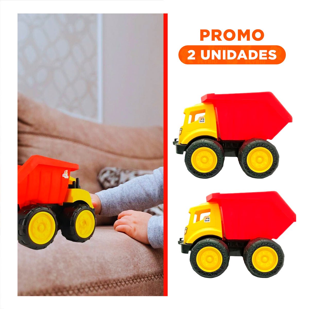 PACK2 CAMIONETA VOLQUETE ROJO DE JUGUETE EN BOLSA PARA DECORACION HOGAR Y JUEGO - 1