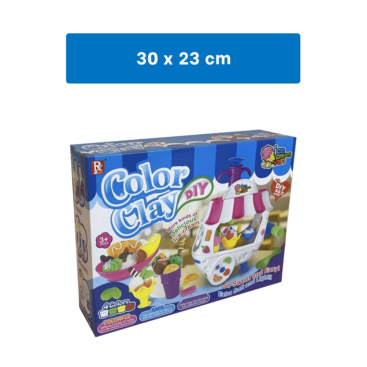 PACK12 CAMION DE HELADOS MOVIL CON PLASTILINA AZUL Y BLANCO PARA CREAR POSTRES Y+REGALO STICKER - 4