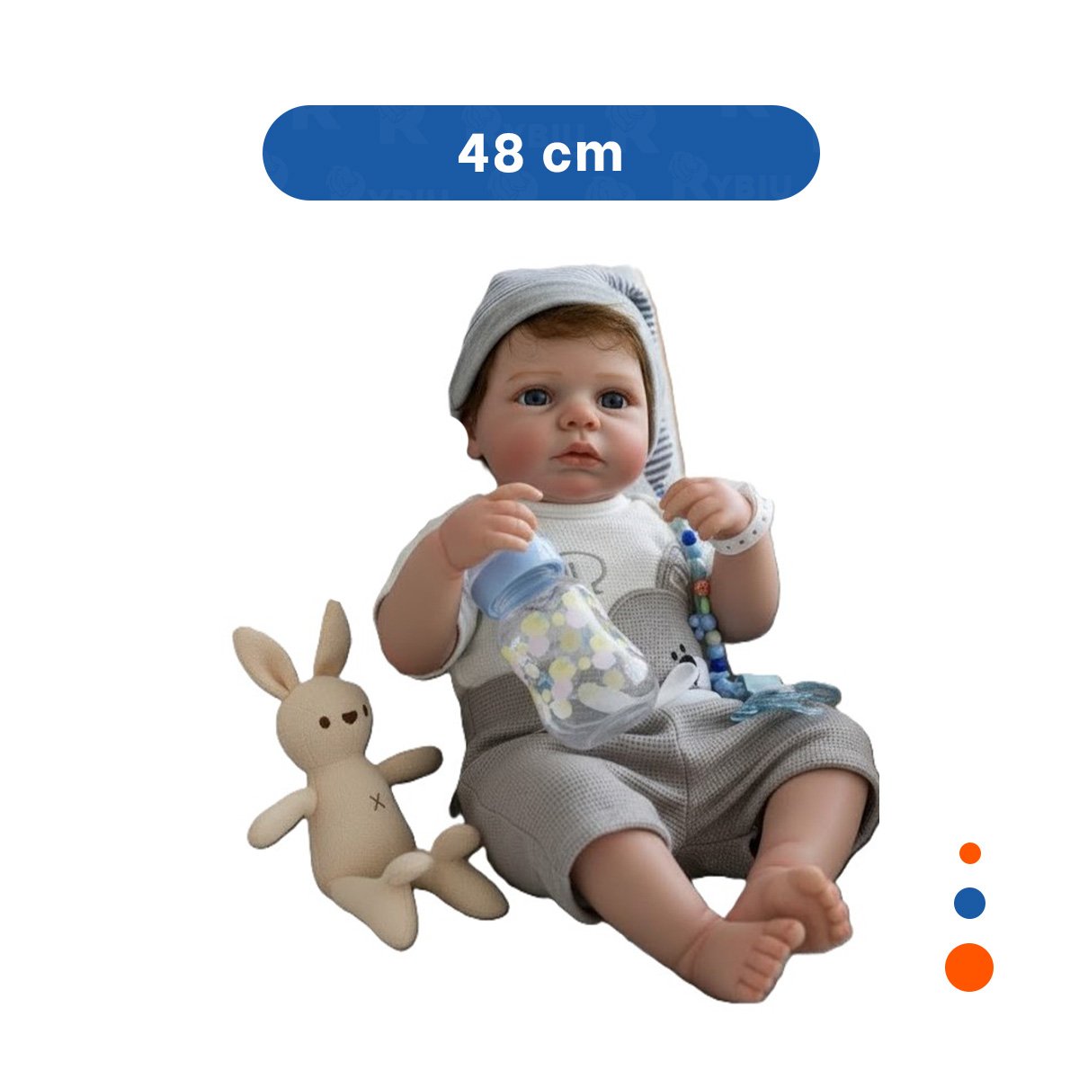 PEQUEÑO COMPAÑERO 48CM CON POLO OSITO Y GORRO PLOMO FELICIDAD PARA HIJOS Y+LIGAS REGALO - 4