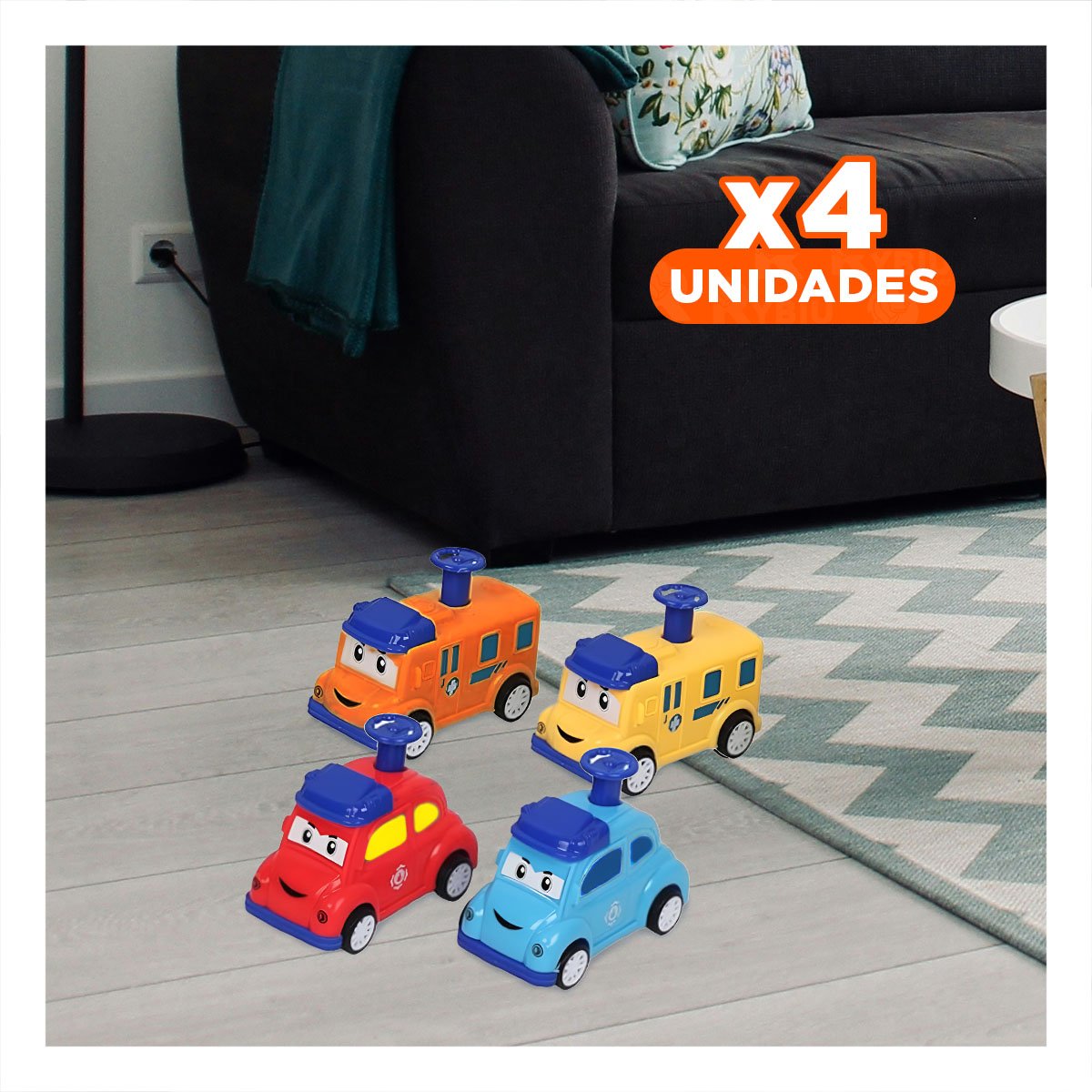 PACK4 EQUIPO DE RESCATE CARROS 4 PIEZAS MULTICOLOR PARA JUEGO INFANTIL DE EMERGENCIA - 1