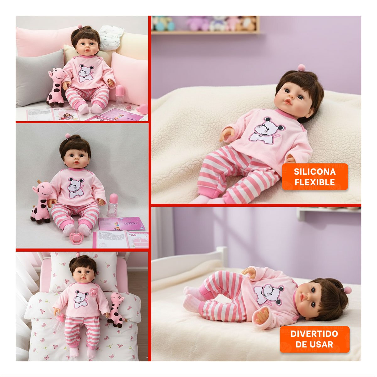 PRENDA DE BEBE ROSADA HIPO CON PANTALON A RAYAS COMODA Y+POST IT - 1