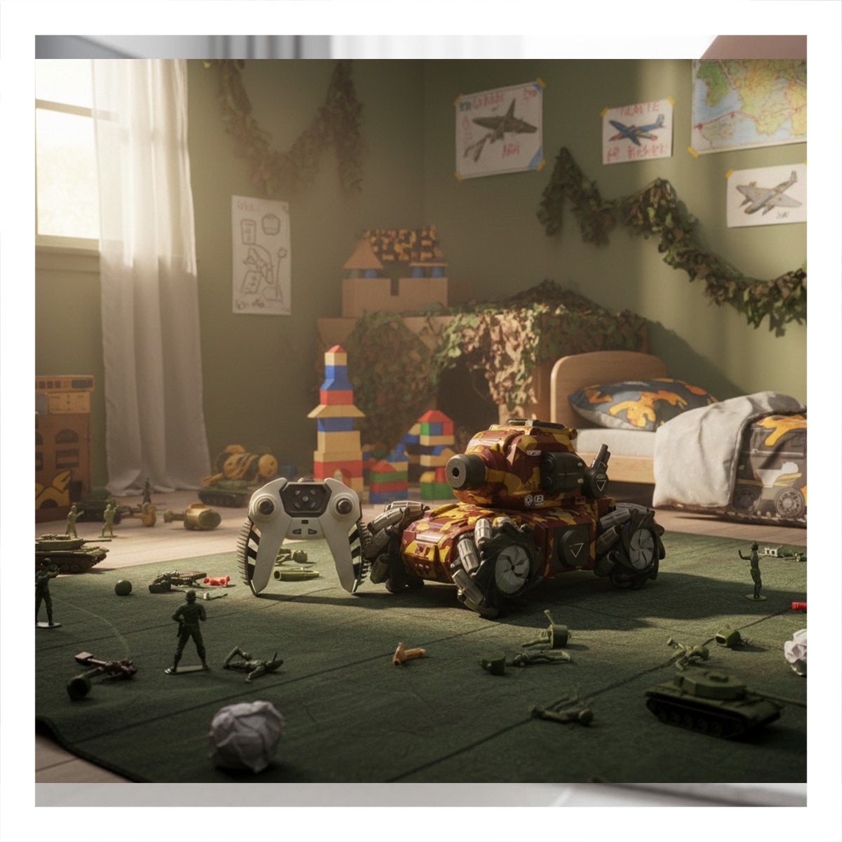 VEHICULO DE CONTROL REMOTO PARA JUEGO INFANTIL CON BOLAS HIDROGEL ESTILO MILITAR Y+POST IT - 3