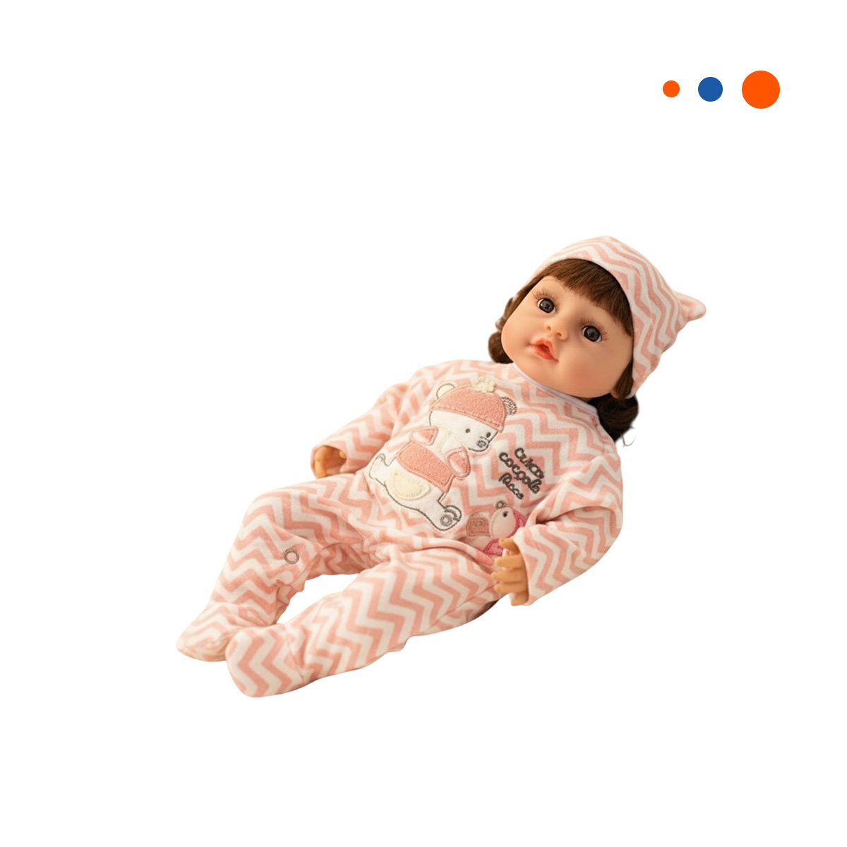 PEQUEÑA COMPAÑERA 45CM CON ENTERIZO ZIGZAG Y GORRO ROSADO EN DOMICILIO Y+REGALO STICKER - 3