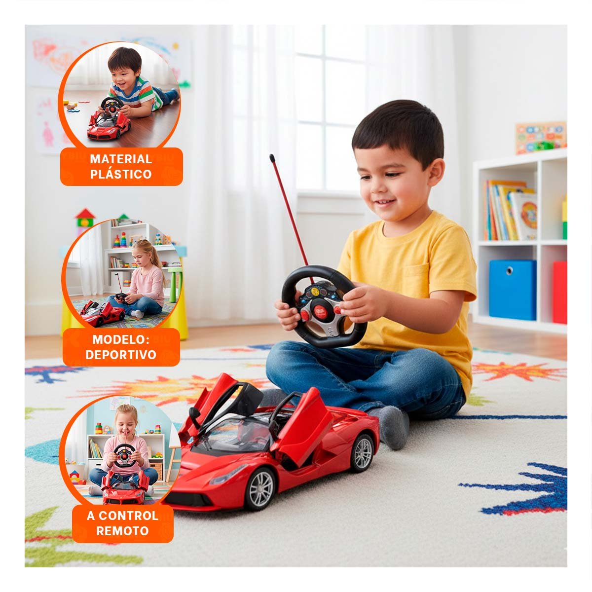 PACK4 SISTEMA DE JUEGO A CONTROL REMOTO ROJO CON ESTILO DEPORTIVO PARA HOGAR - 5