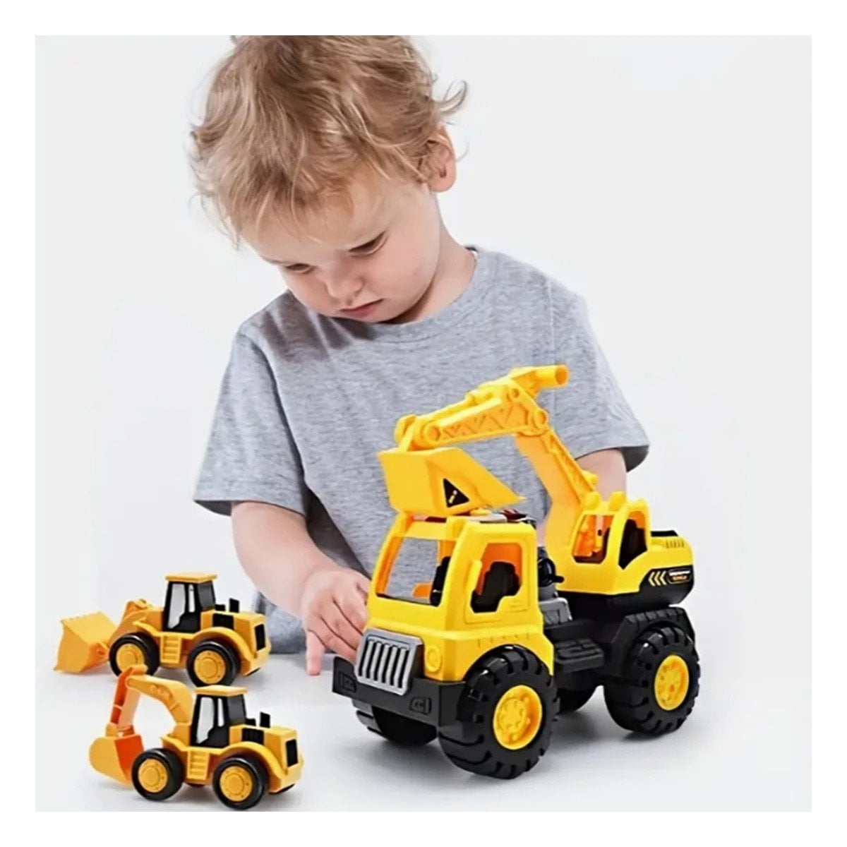PACK4 JUGUETE EXCAVADOR AMARILLO DE CONSTRUCCION EN BOLSA GRANDE PARA DIVERSION - 2