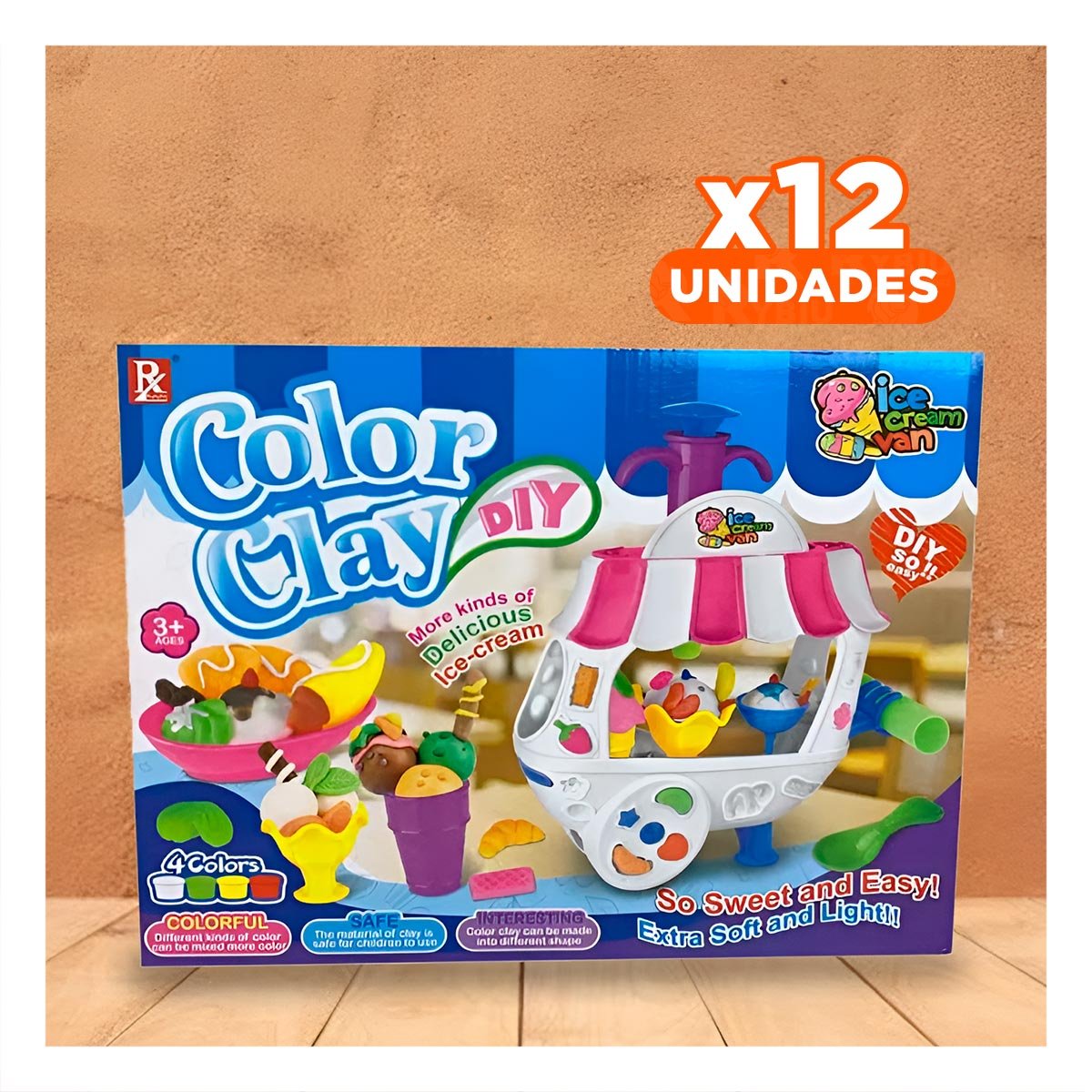 PACK12 JUEGO IMAGINATIVO INFANTIL PARA PREPARAR HELADOS CON MASA MOLDEABLE - 1